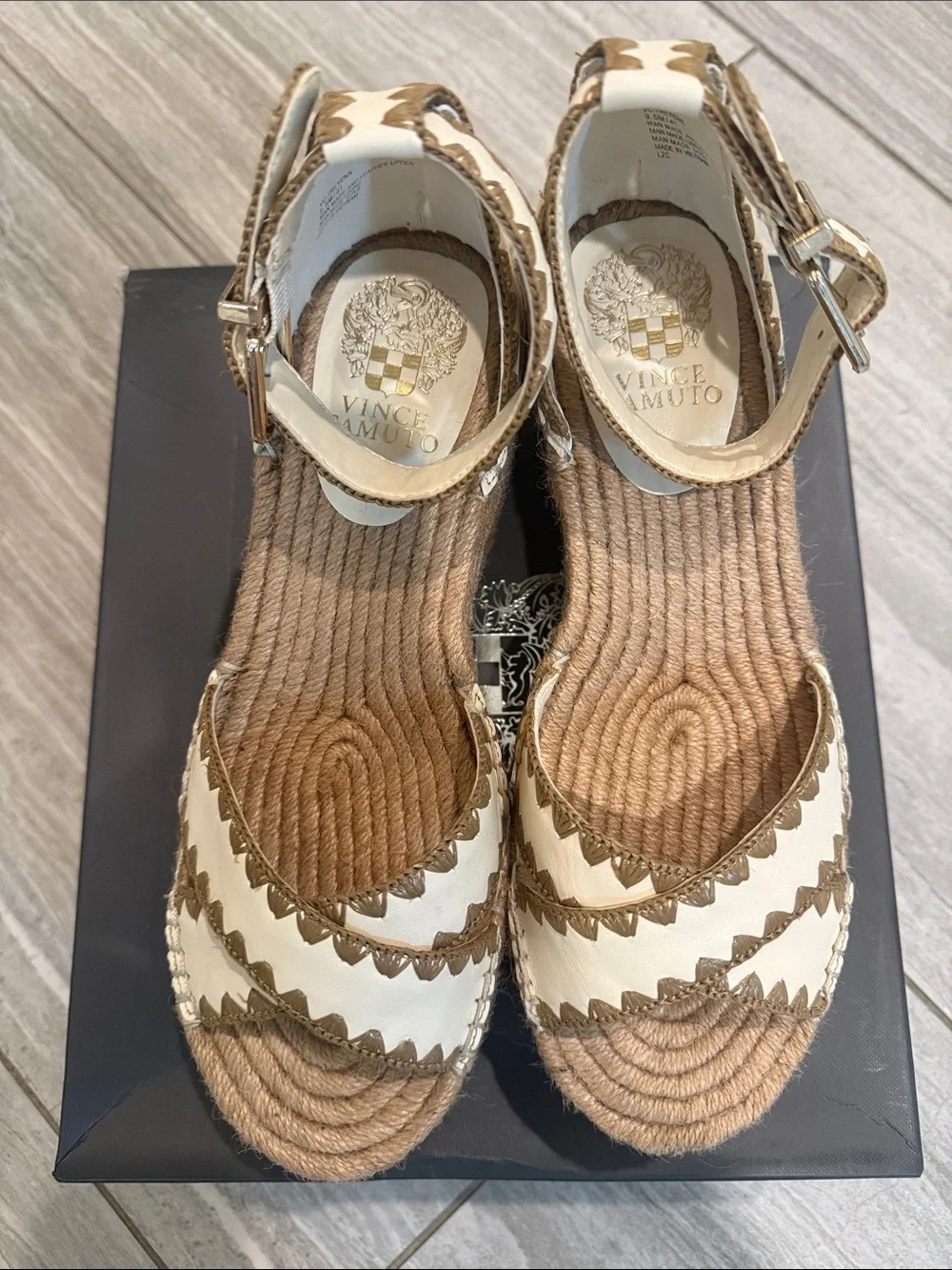 Vince Camuto Treyenn Wedge Espadrille Sandals - Cream 9.5M